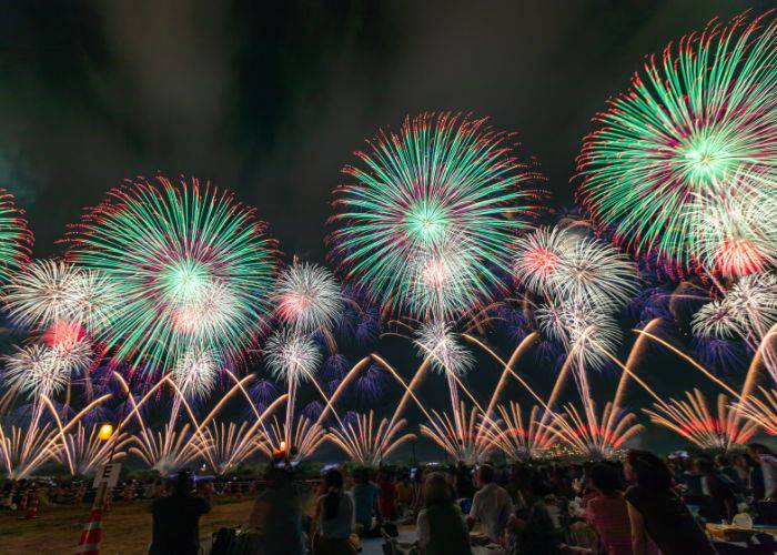 An explosion of color and light at the Nagaoka Fireworks Festival,